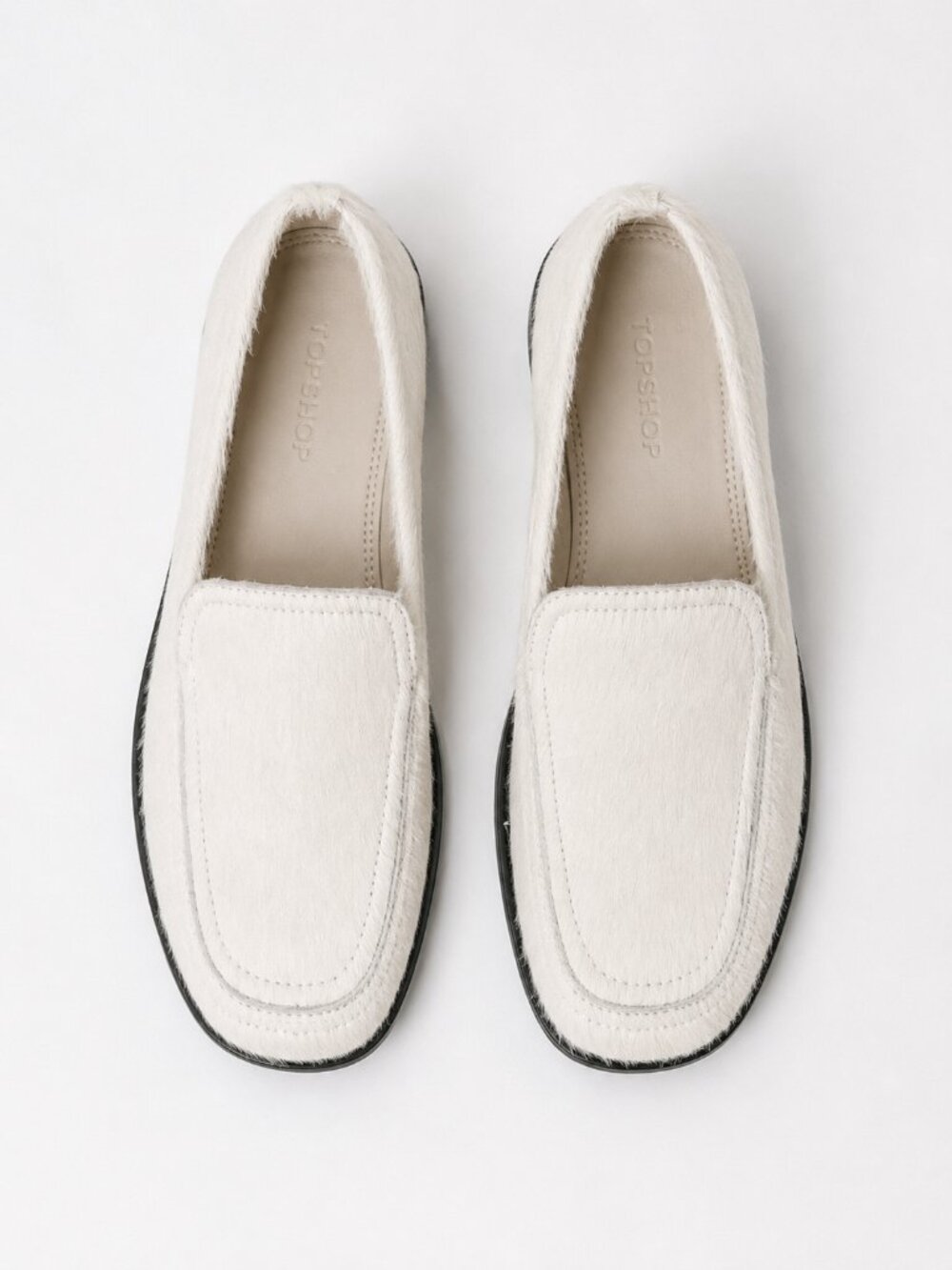 Topshop Corrie Off White Hair-On Real Leather Loafers US 8